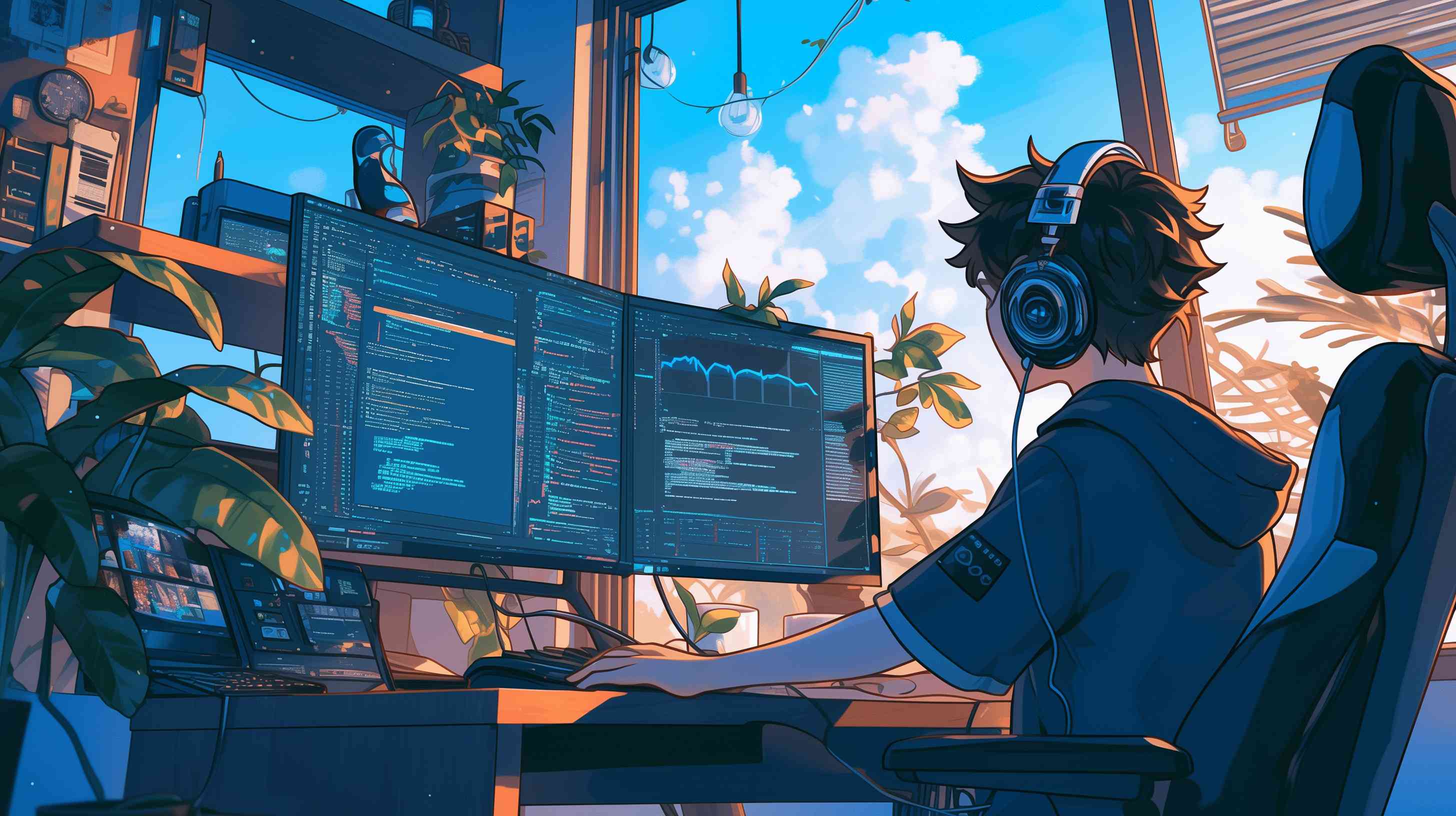 Anime Coding Wallpaper HD - Programmer Desk Setup 4K | MirrorLog